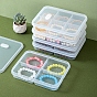 Rectangle Transparent Plastic Bead Containers, with Hinged Lid and 4/6 Grids for Jewelry Small Accessories