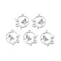 201 Stainless Steel Connector Charms, Laser Cut, Ring with Butterfly and Leaf