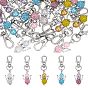 20шт 5 цвета ангела полимерная глина подвеска со стразами украшения, со стеклянными жемчужными бусинами и поворотными застежками-карабами из сплава