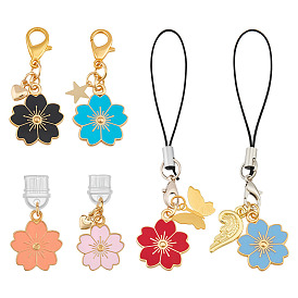 6Мобильные ремни из сплава эмали, с пластиковыми пылезащитными заглушками и застежками-карабинами из сплава, цветок