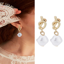 1 Pair Alloy Stud Earrings, with Resin Findings, with Imitation Pearl