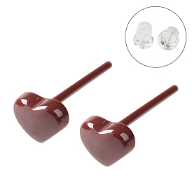 Hypoallergenic Bioceramics Zirconia Ceramic Stud Earrings, No Fading and Nickel Free, Heart