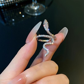 Sparkling Wrap Snake Ring for Women - Unique Design Fashion Statement Jewelry