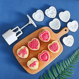 ABS Plastic Hand Press Cookie Stamps Pastry Tool, Heart, for DIY Moon Cake Mold Supplies