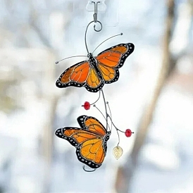 2 стеклянная ловушка-бабочка, Подвесной подвесной орнамент для окна, украшение для дома и сада