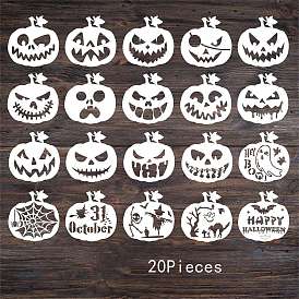 20 Styles Halloween Pumpkin Ghost Template 20 Style Halloween PET Drawing Stencil, Reusable Stencils for Paper Wall Fabric Floor Furniture Canvas Wood