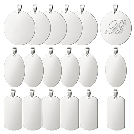 18шт 3 стили 201 штампованные подвески из нержавеющей стали, для колье мужские ювелирные изделия, прямоугольные и плоские круглые и овальные