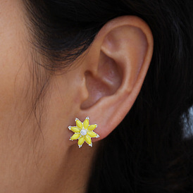 Acrylic Flower Earrings - Fashionable, Minimalist, Yellow Ear Rings.