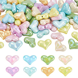 80 шт. 8 цвета гальванизированные непрозрачные акриловые бусины, сердце