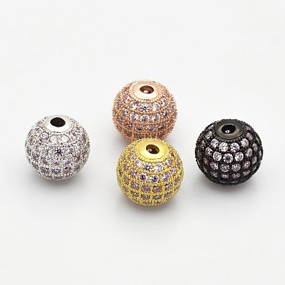 Латунные микро проложить класса AAA кубического циркония бусы, без кадмия, без никеля и без свинца, круглые, чертополох