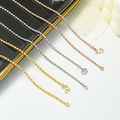 1.5мм стойка покрытие латунные шариковые цепочки ожерелья для женщин мужчин, без кадмия и без свинца, 901 застежка из нержавеющей стали, долговечный