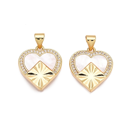 Латунные микропаве прозрачные подвески с фианитом, без кадмия и без свинца, с оболочкой, сердце прелести