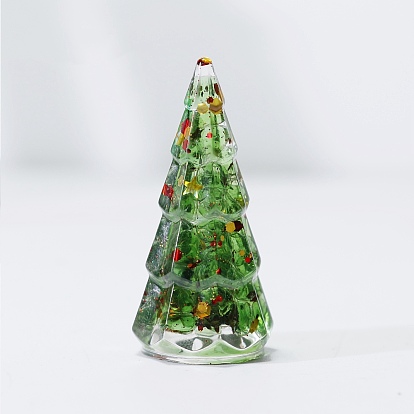 Lampwork Chip & Resin Craft Display Decorations, Christmas Tree Figurine, for Home Feng Shui Ornament