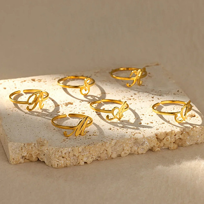 Регулируемые 201 манжеты из нержавеющей стали с буквами для женщин, золотые / платиновые