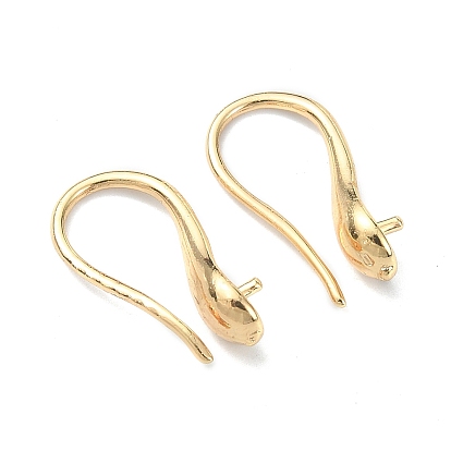 Brass Earring Hooks, Ear Wire with Pinch Bails, for Half Drilled Beads