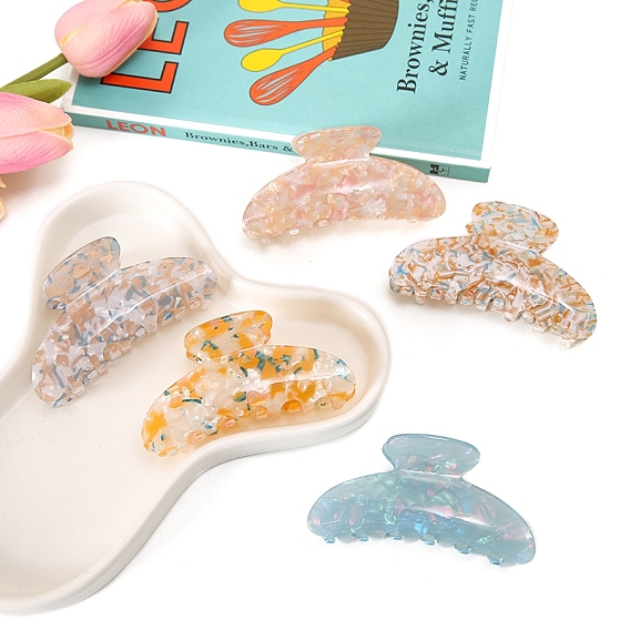 Заколки для волос из акрила с цветочным узором, аксессуары для волос для женщин и девочек