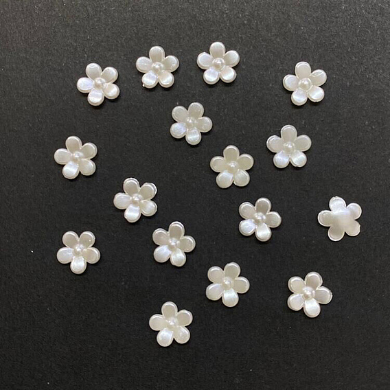 Абс пластмассовые имитационные жемчужные кабошоны, 5-лепестков цветка