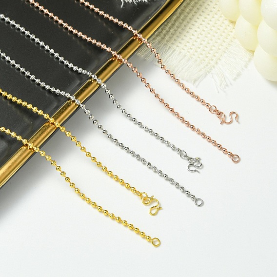 1.5мм стойка покрытие латунные шариковые цепочки ожерелья для женщин мужчин, без кадмия и без свинца, 901 застежка из нержавеющей стали, долговечный