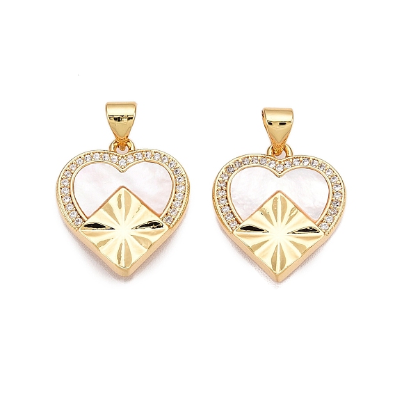 Латунные микропаве прозрачные подвески с фианитом, без кадмия и без свинца, с оболочкой, сердце прелести