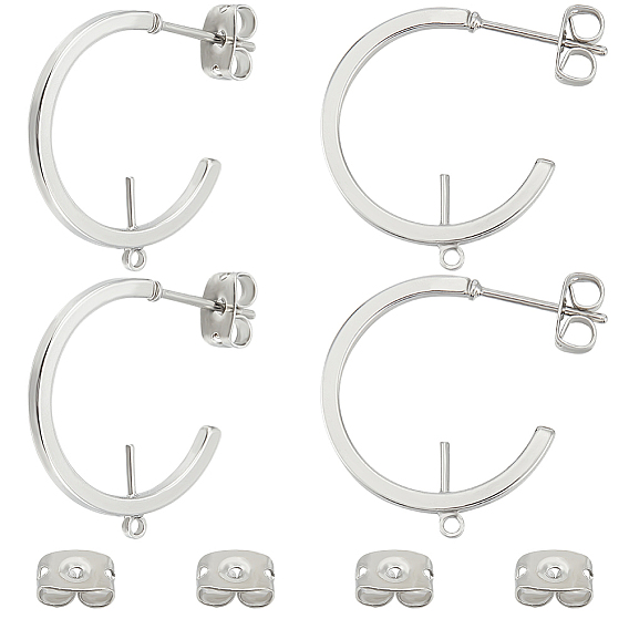 10 шт. латунные серьги-гвоздики с кольцами, за половину пробурено бисера, с горизонтальными петлями и фрикционными гайками 10шт.