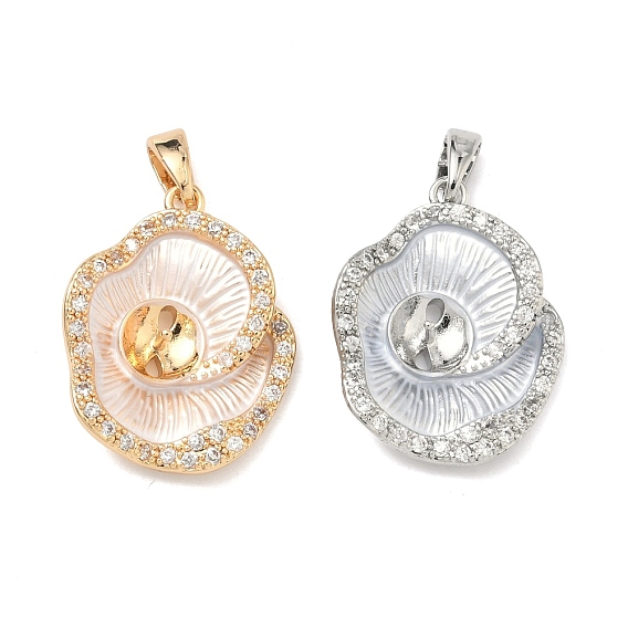 Кулон из латуни, микропаве, прозрачный кубический цирконий, подвеска, кабошон, , с эмалью