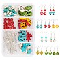 DIY Peace Theme Earring Making Kits, Including Peace Sign & Star & Rondelle Synthetic Turquoise Beads, Iron Flat Head Pins, Brass Earring Hooks