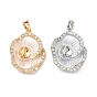 Кулон из латуни, микропаве, прозрачный кубический цирконий, подвеска, кабошон, , с эмалью