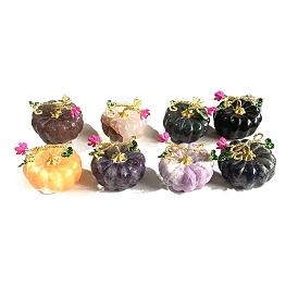 Gemstone Carved Healing Pumpkin Figurines, Reiki Energy Stone Display Decorations