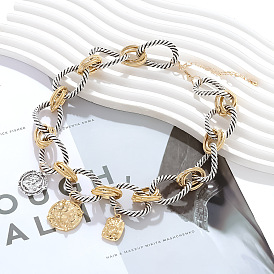 Цепочка-нагрудник из цинкового сплава с алюминиевой монетой, витое кольцо, для женщин