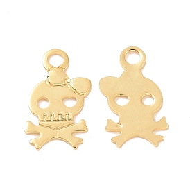 Ion Plating(IP) 304 Stainless Steel Pendants, Skull Charms