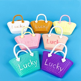 Plastic Doll Handbag, Rectangle with Word Lucky, Doll Making Supplies