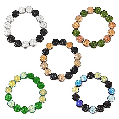 Чешские прессованные стеклянные бусины, плоские круглые с цветком