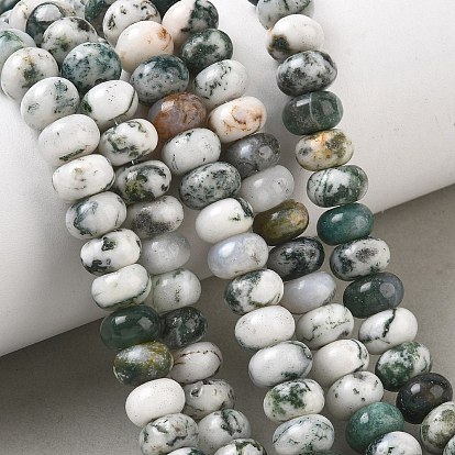 Natural Tree Agate Beads Strands, Smooth Rondelle