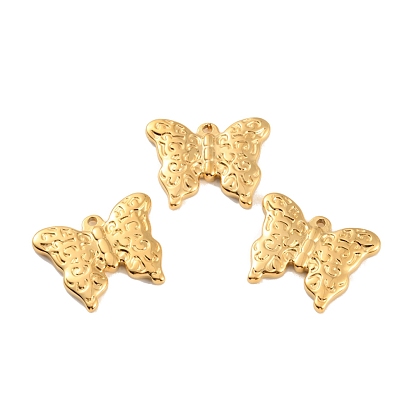 Ion Plating(IP) 304 Stainless Steel Pendants, Butterfly Charm