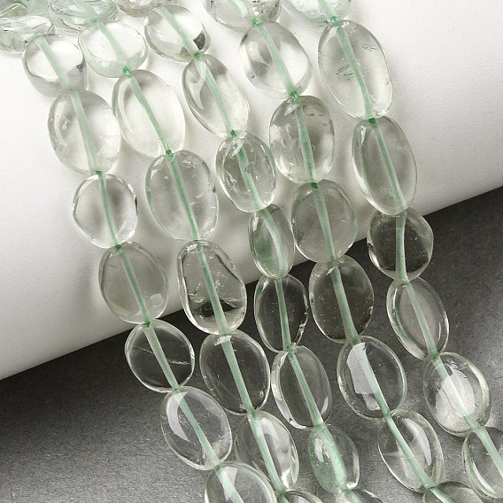 Естественный зеленый кварцевые нити бисера, Плоско-овальные