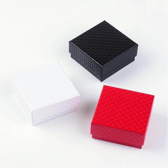 Cardboard Jewelry Set Boxes, with Sponge Inside, Square
