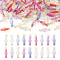 100Pcs Acrylic Pendants, with Iron Findings, Bicone, Golden