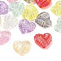 Plating Transparent Acrylic Beads, Iridescent, Ribbed Heart