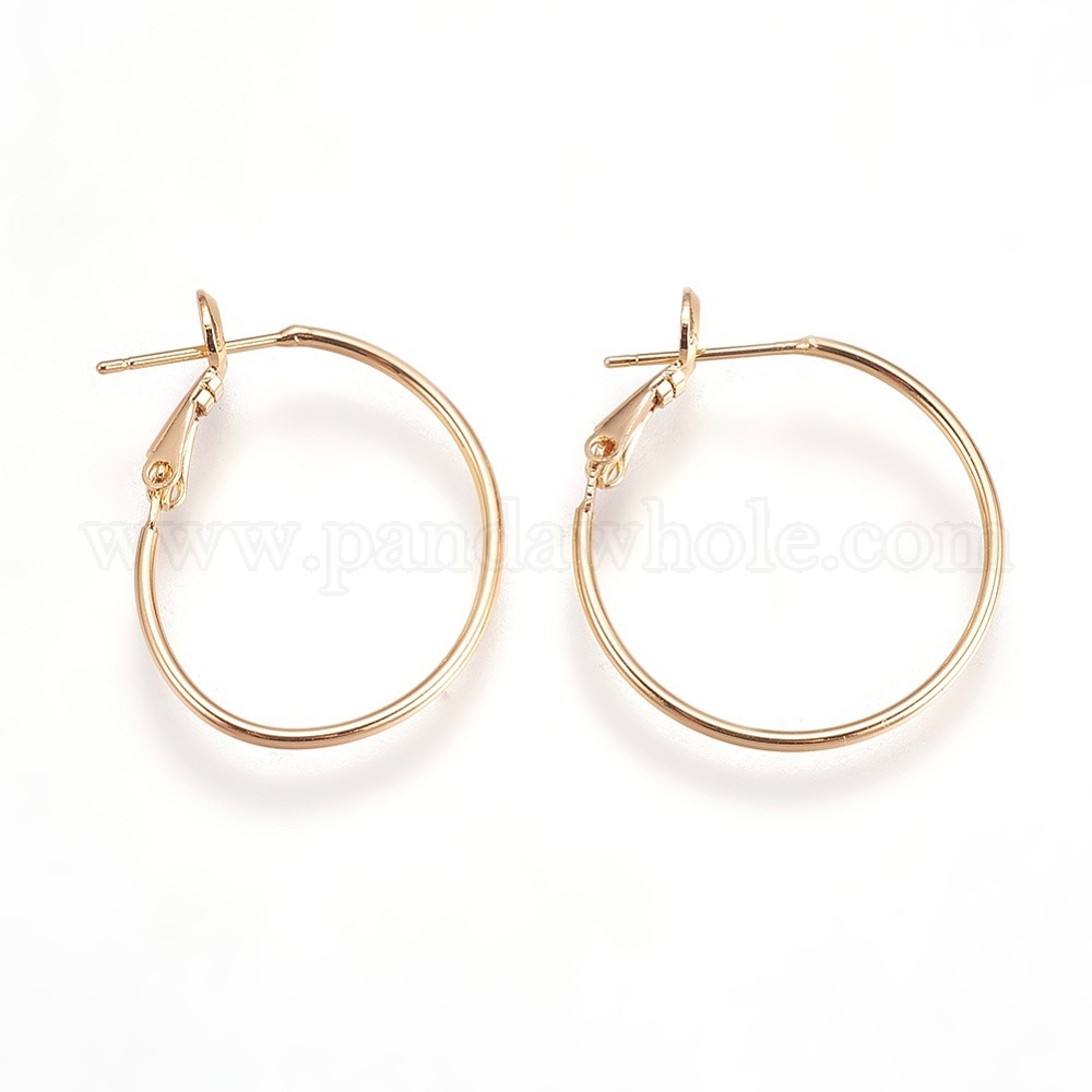 China Factory Brass Hoop Earrings, for Jewelry Making and Earring Repair,  Nickel Free, Ring 28~32x25x5.5mm, Pin: 0.7mm in bulk online 