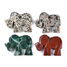 Natural Gemstone Carved Pendants, Elephant Charms