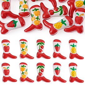 10Pcs 5 Styles Boot Baking Paint Glass Enamel Beads, Mixed Color