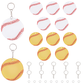 DIY Baseball Charm Keychain Making Kits, Including Iron Split Key Rings, Acrylic Big Pendants