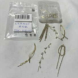 12 pcs 6 styles fer et alliage ou laiton gland gros pendentifs, avec des strass clairs