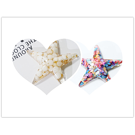 Shell Chip & Resin Craft Display Decorations, Glittered Starfish Figurine, for Home Feng Shui Ornament