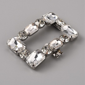 Alloy Rhinestone Shoe Decoration, Detachable Shoe Buckle Clip, Rectangle
