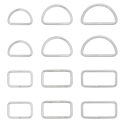 Iron Buckle Clasps, for Webbing, Strapping Bags, Garment Accessories, Half Round/Semicircle & Rectangle