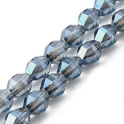 Стеклянные бусины с гальваническим покрытием , двухконусные, полный Rianbow покрытием, граненые