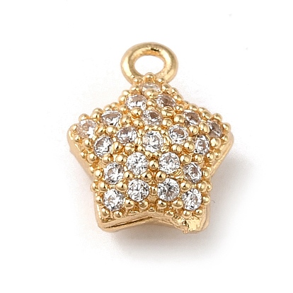 Brass Micro Pave Cubic Zirconia Pendants, Star Charm