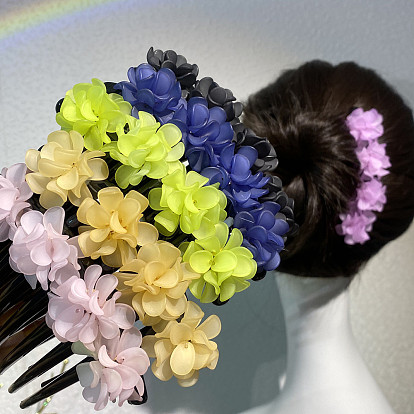 Vintage Embroidery Ball Hair Comb with Bun Holder for Women's Updo Hairstyle
