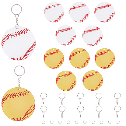 DIY Baseball Charm Keychain Making Kits, Including Iron Split Key Rings, Acrylic Big Pendants